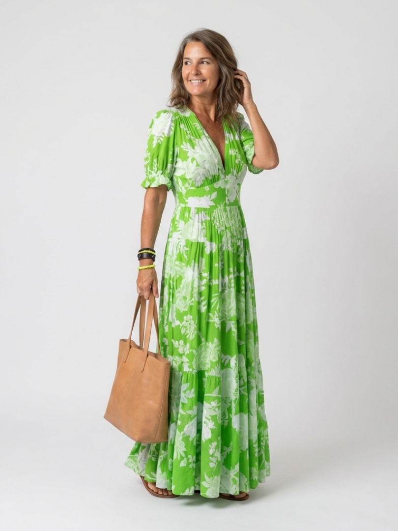 Isla | Elegantes Midikleid Sommer mit Floralen Mustern & Flatterärmeln 4