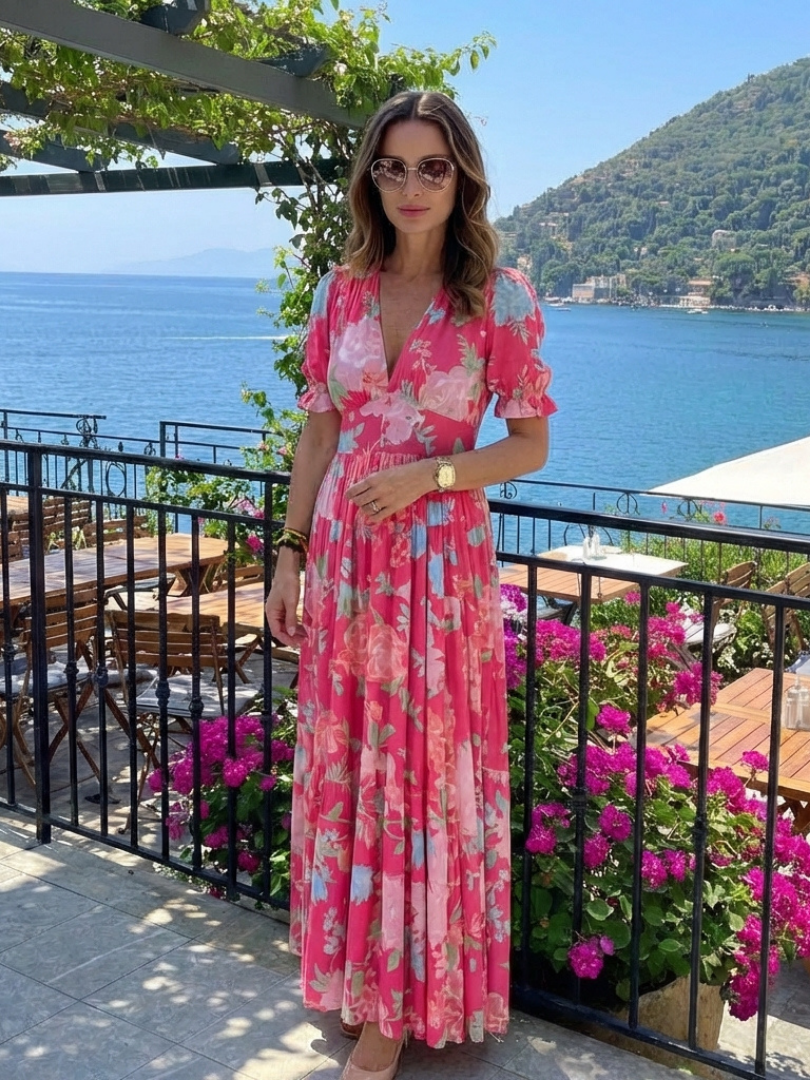 Isla | Elegantes Midikleid Sommer mit Floralen Mustern & Flatterärmeln 5