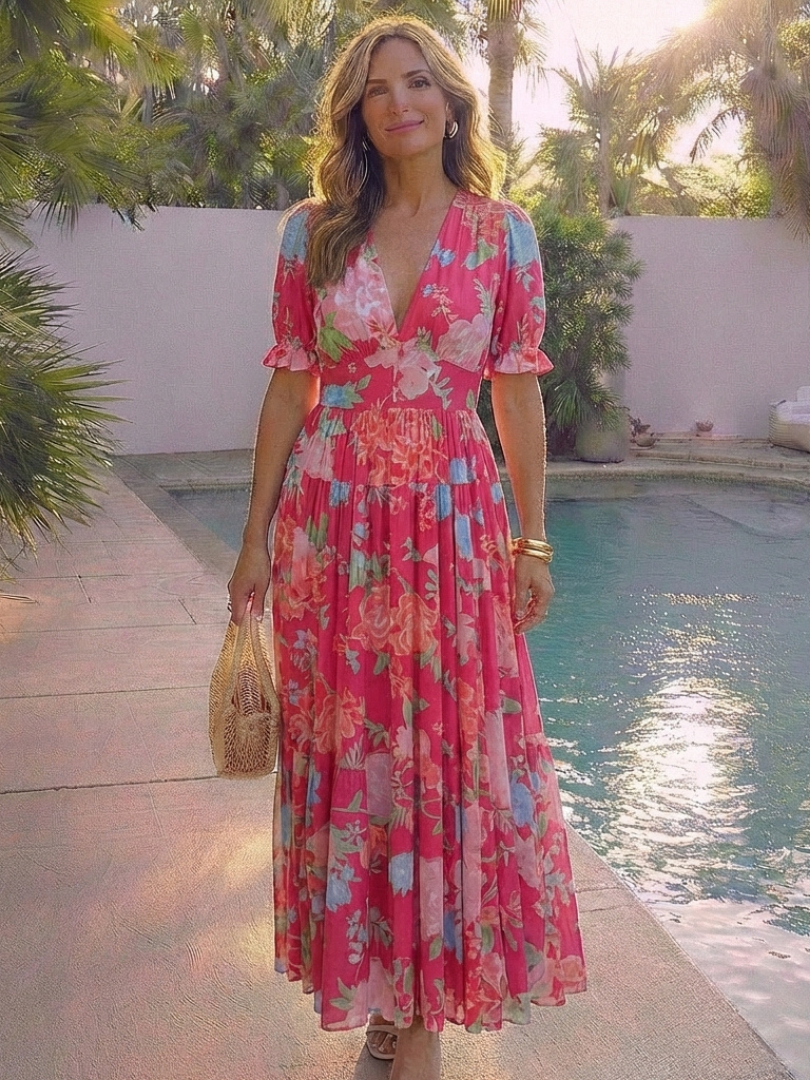 Isla | Elegantes Midikleid Sommer mit Floralen Mustern & Flatterärmeln 6