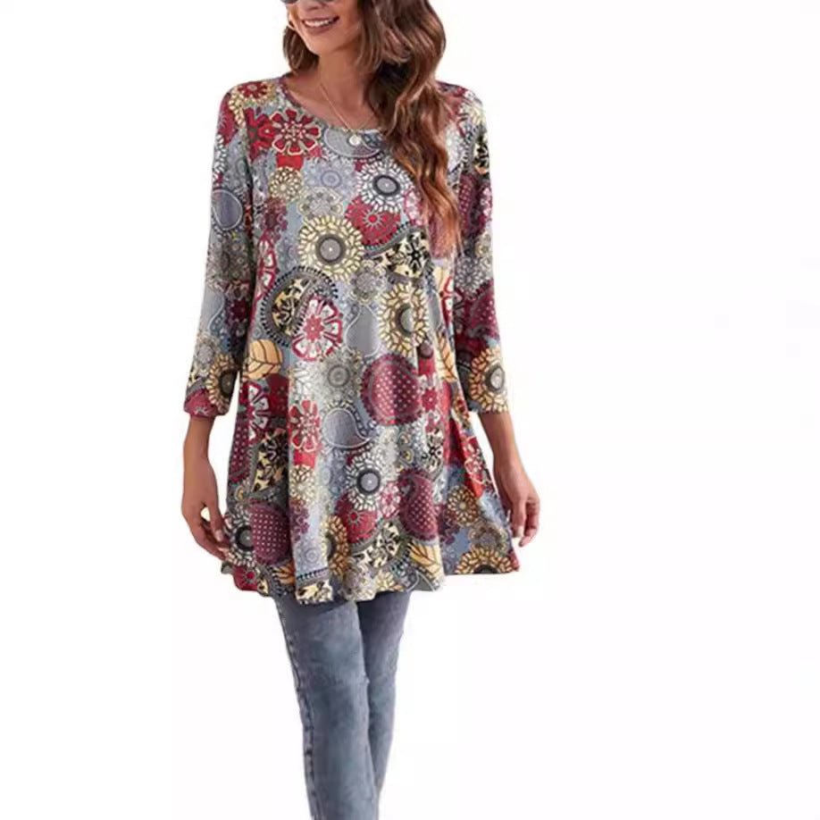 Kathrin | Lebendiges und bequemes Boho-Swing-Tunikakleid 3