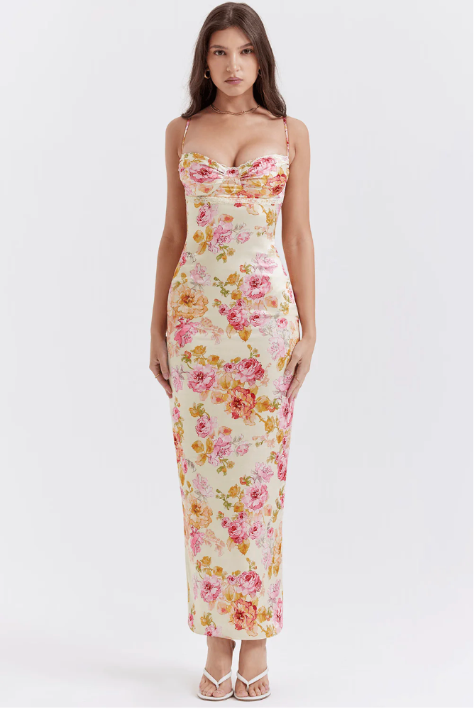 Kira | Damen Kleid Sommerkleider Spaghettiträger Elegant Hochzeitsgast 3
