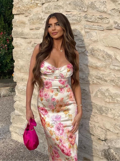 Kira | Damen Kleid Sommerkleider Spaghettiträger Elegant Hochzeitsgast 5