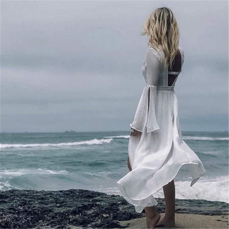 Laura | Elegantes und fließendes Maxikleid mit offenem Rücken 6
