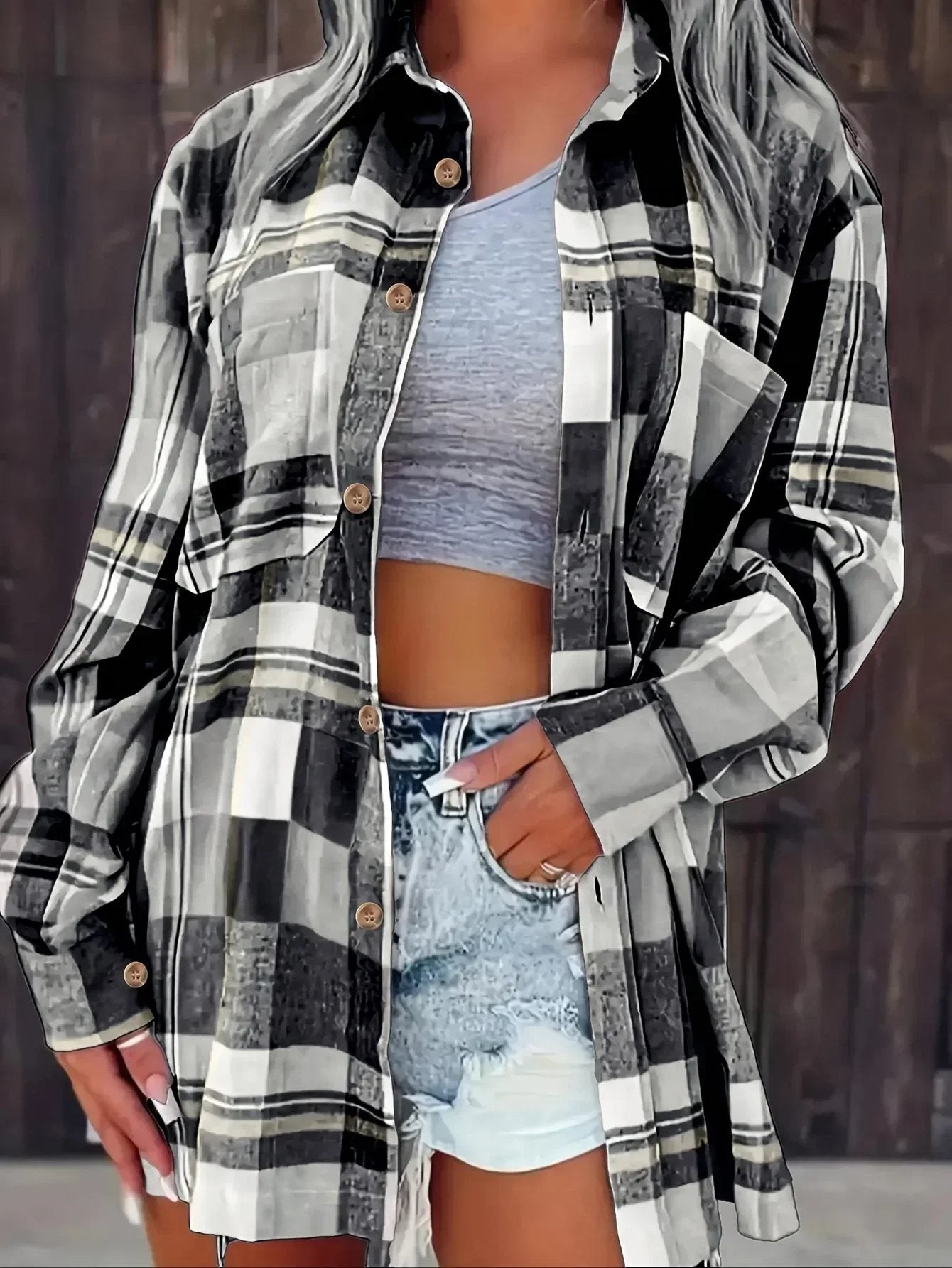 Layla | Gemütliches und lässiges Oversize-Flanellhemd mit Karomuster 10