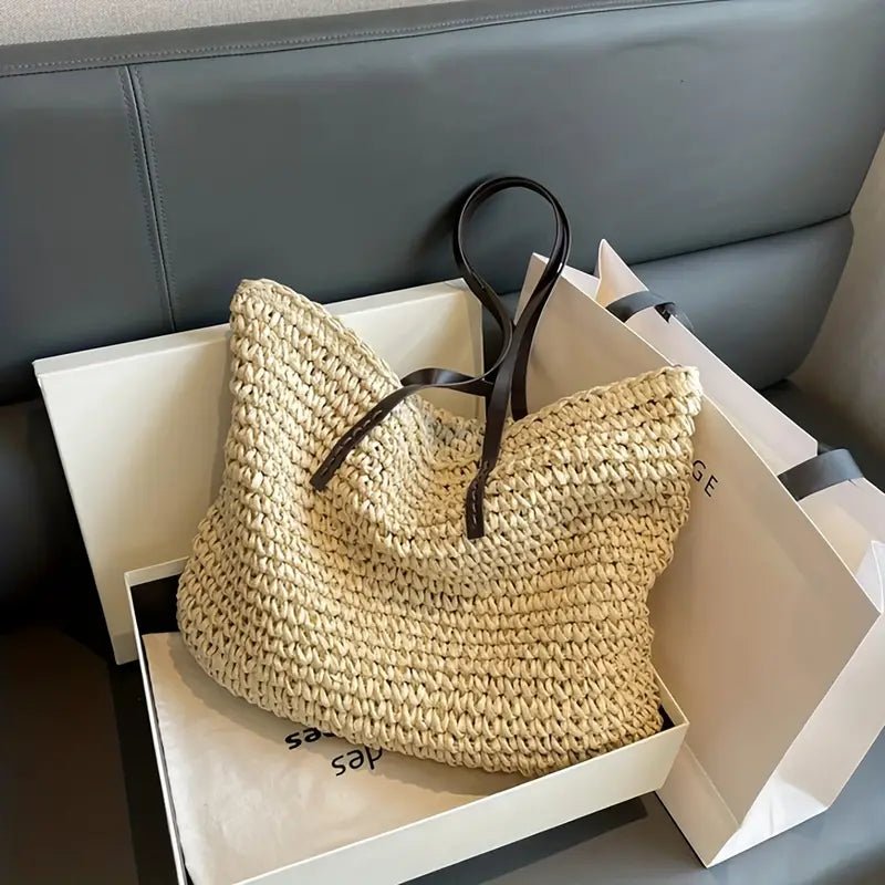 Leonie | Übergroße Schultertasche aus gewebtem Stroh 8