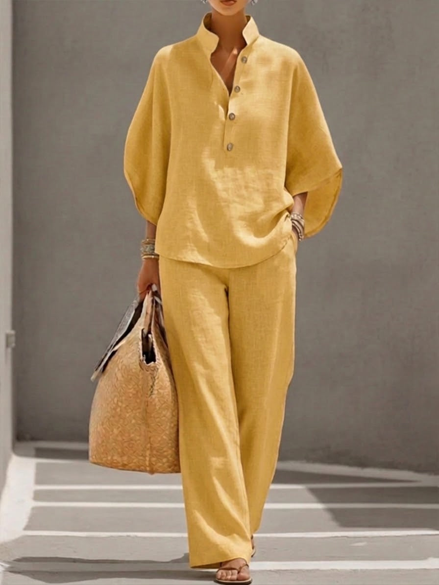 Liana | Damen Set Elegant Sommer Luftig Relaxed Fit Palazzo-Hose 6