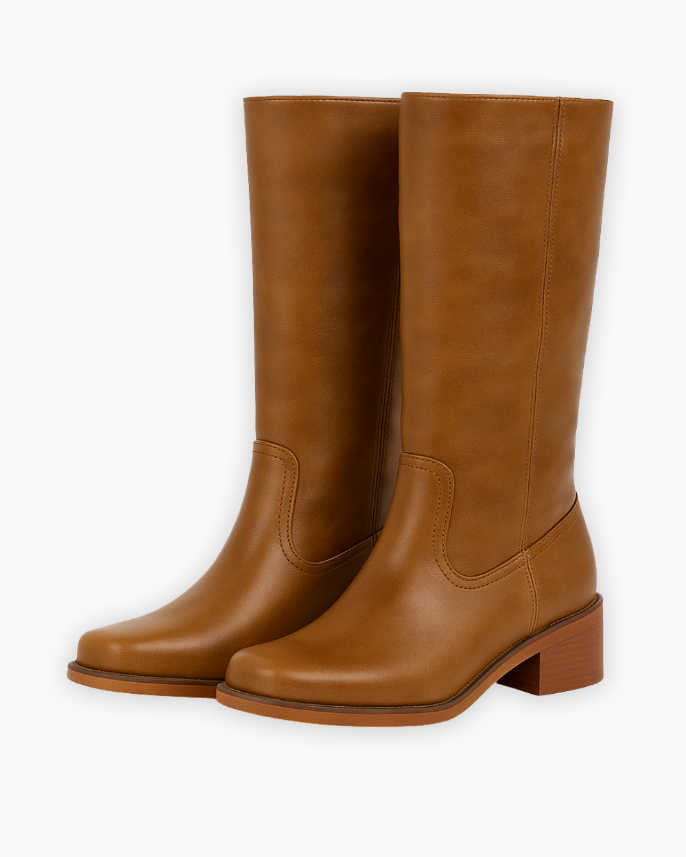 Blockabsatz kniehohe Stiefel mit rundem Zehenbereich