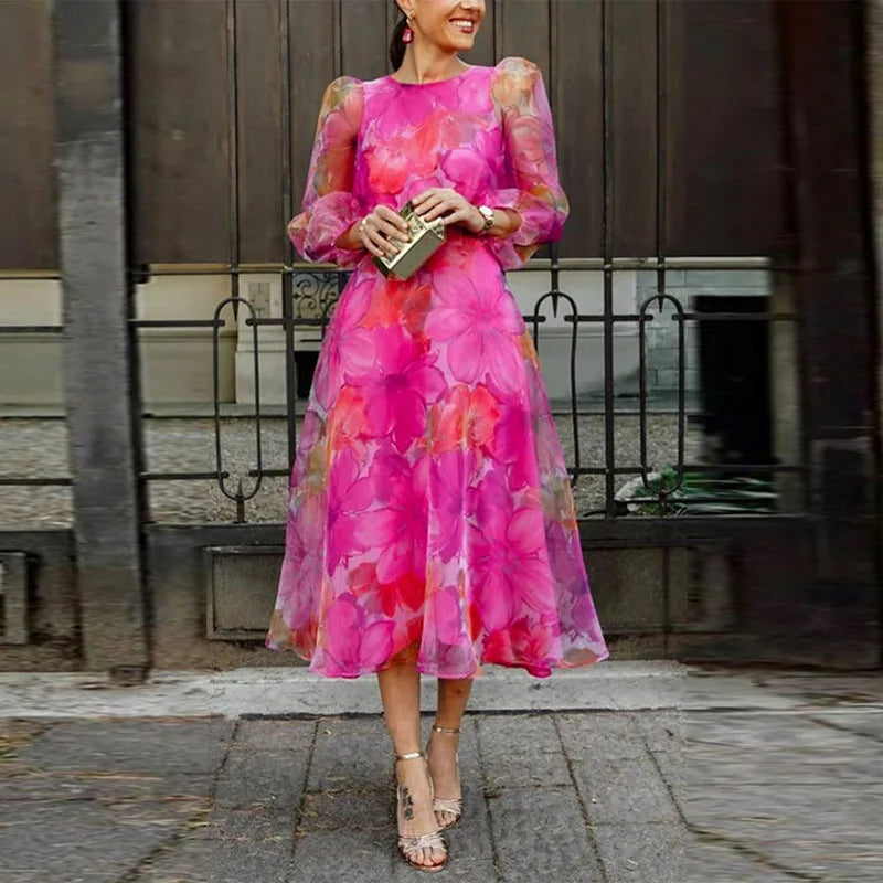 Lina | Hochzeitsgästekleid Chiffon Floral Elegant A-Linie 0