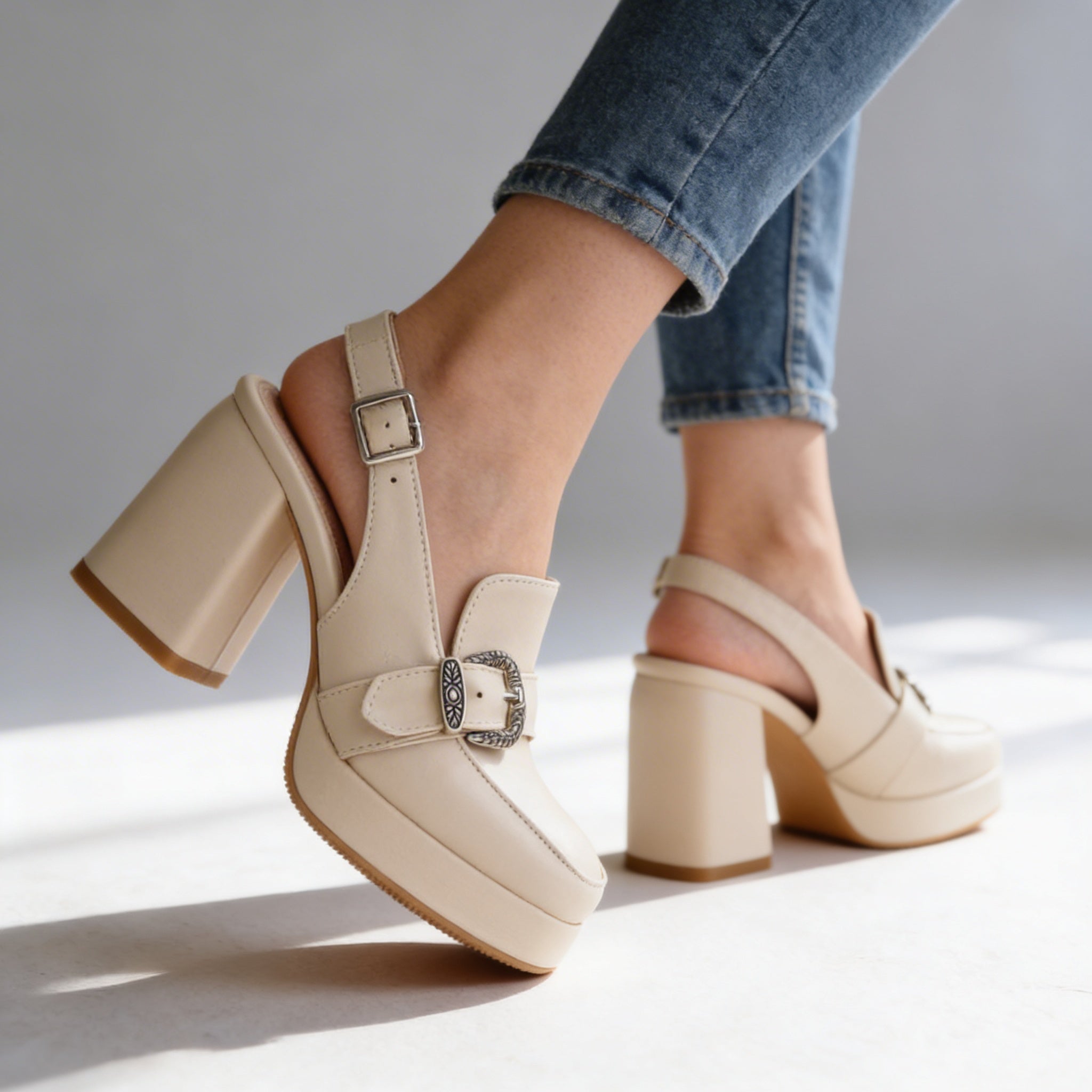 Liora | Damen Loafer Slingback Schwarz Blockabsatz Elegant Casual 4