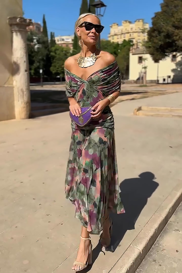 Kristin | Elegantes langes Festkleid mit V-Ausschnitt