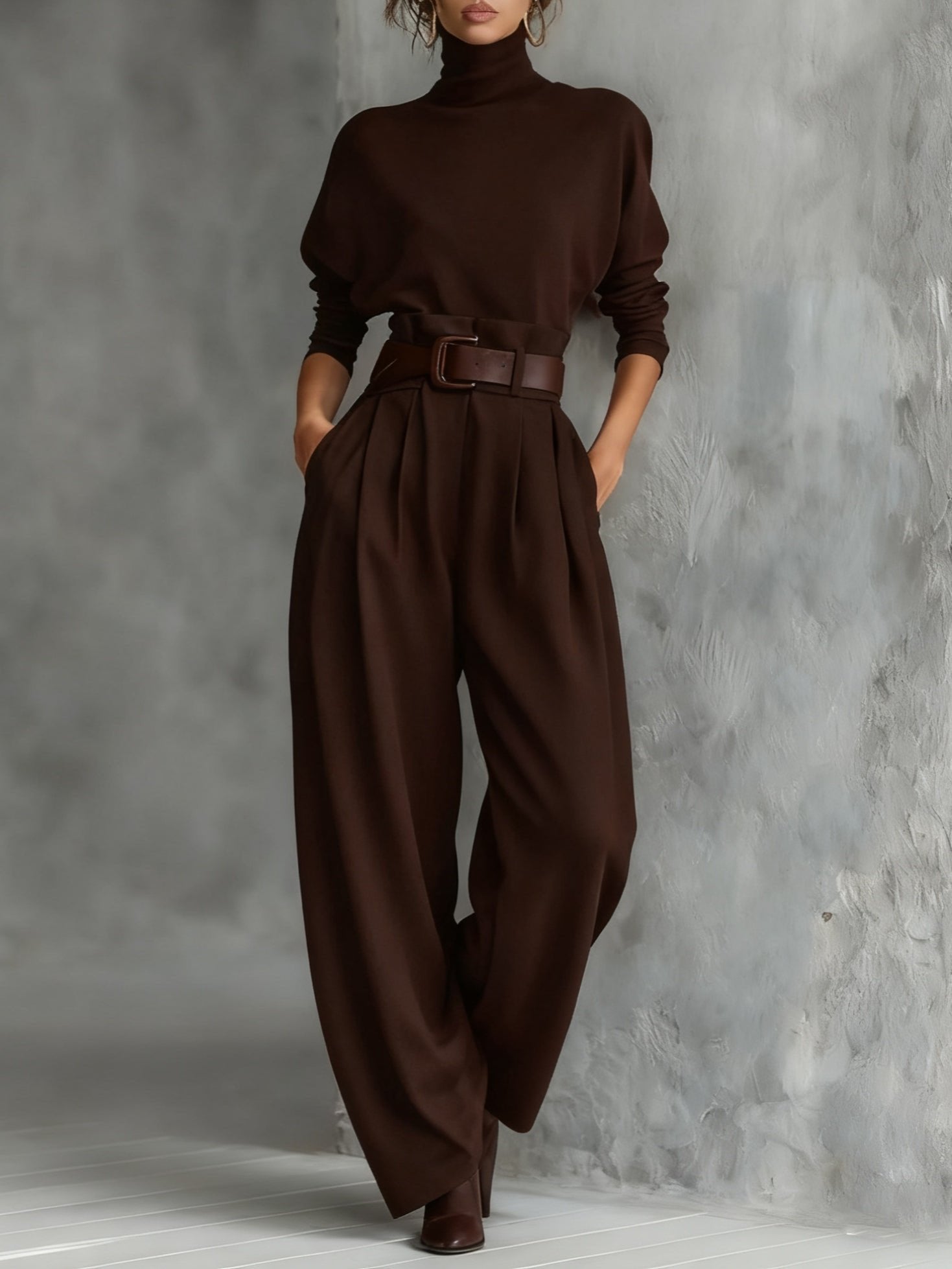 Luna | Eleganter Damen Overall – Festlicher, Atmungsaktiver Rollkragen mit Gürtel 4