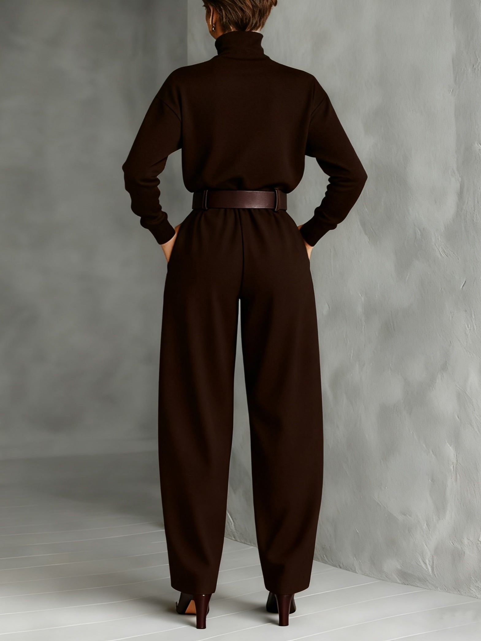 Luna | Eleganter Damen Overall – Festlicher, Atmungsaktiver Rollkragen mit Gürtel 5