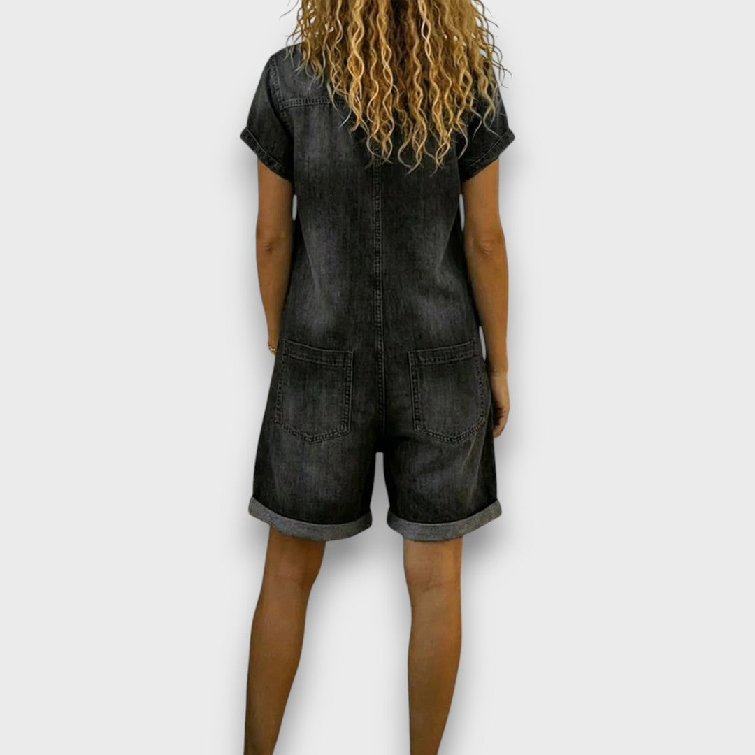 Mara | Jumpsuit Damen Sommer Kurz Bequem Lässig Denim-Look 3