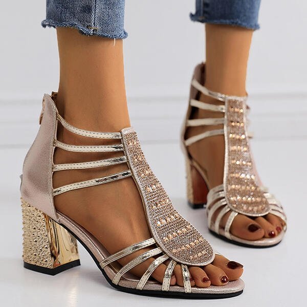 Maria | Strassbesetzte Riemchensandalen mit Blockabsatz 3
