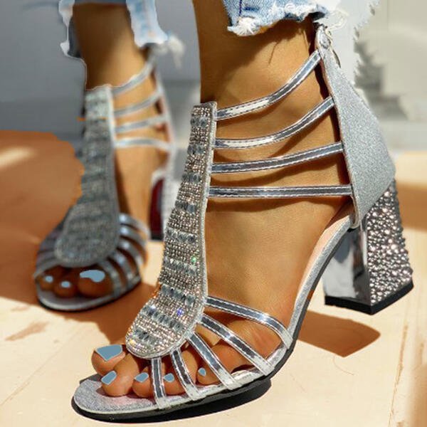 Maria | Strassbesetzte Riemchensandalen mit Blockabsatz 4