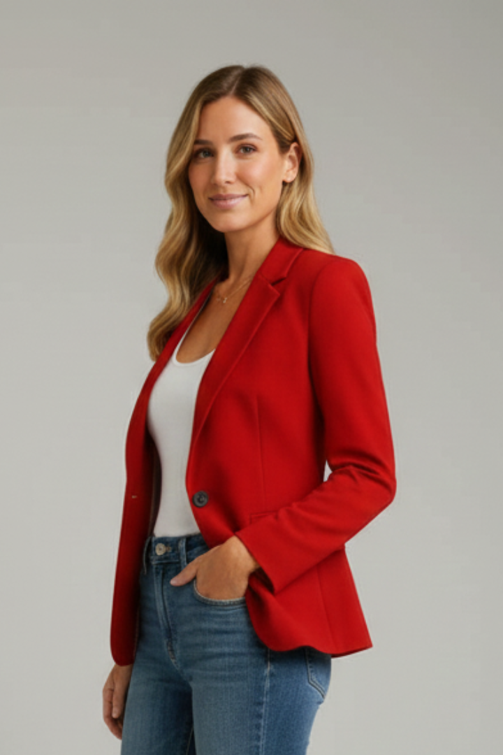 Marisol | Eleganter Langblazer Damen – Schwarz mit Fallendem Revers und Langen Ärmeln 3