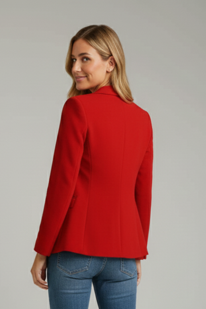 Marisol | Eleganter Langblazer Damen – Schwarz mit Fallendem Revers und Langen Ärmeln 4