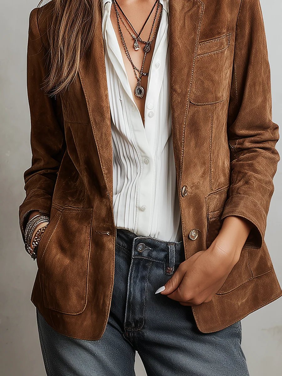 Maya | Luxuriöser und maßgeschneiderter Blazer aus Wildlederimitat 4