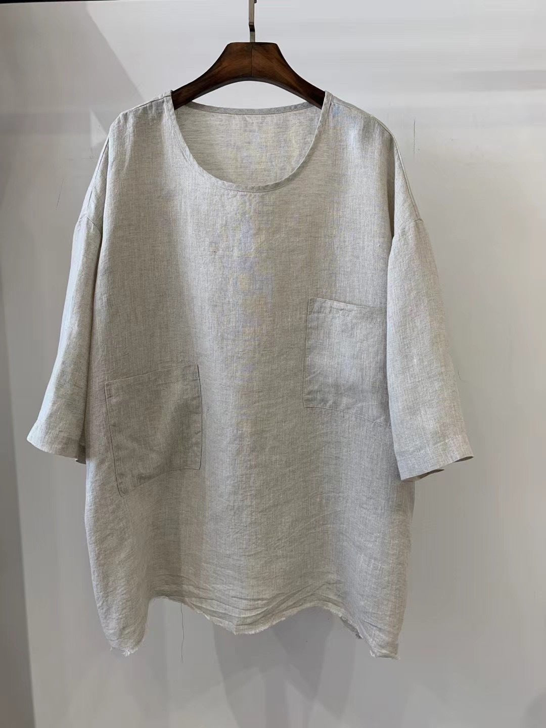 Mila | Lässige Leinen-Tunika-Tops mit aufgesetzten Taschen 0