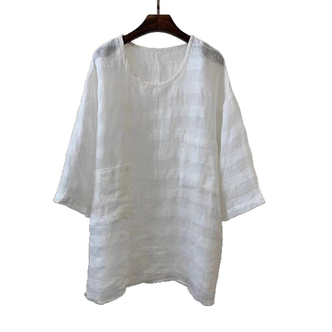 Mila | Lässige Leinen-Tunika-Tops mit aufgesetzten Taschen 5