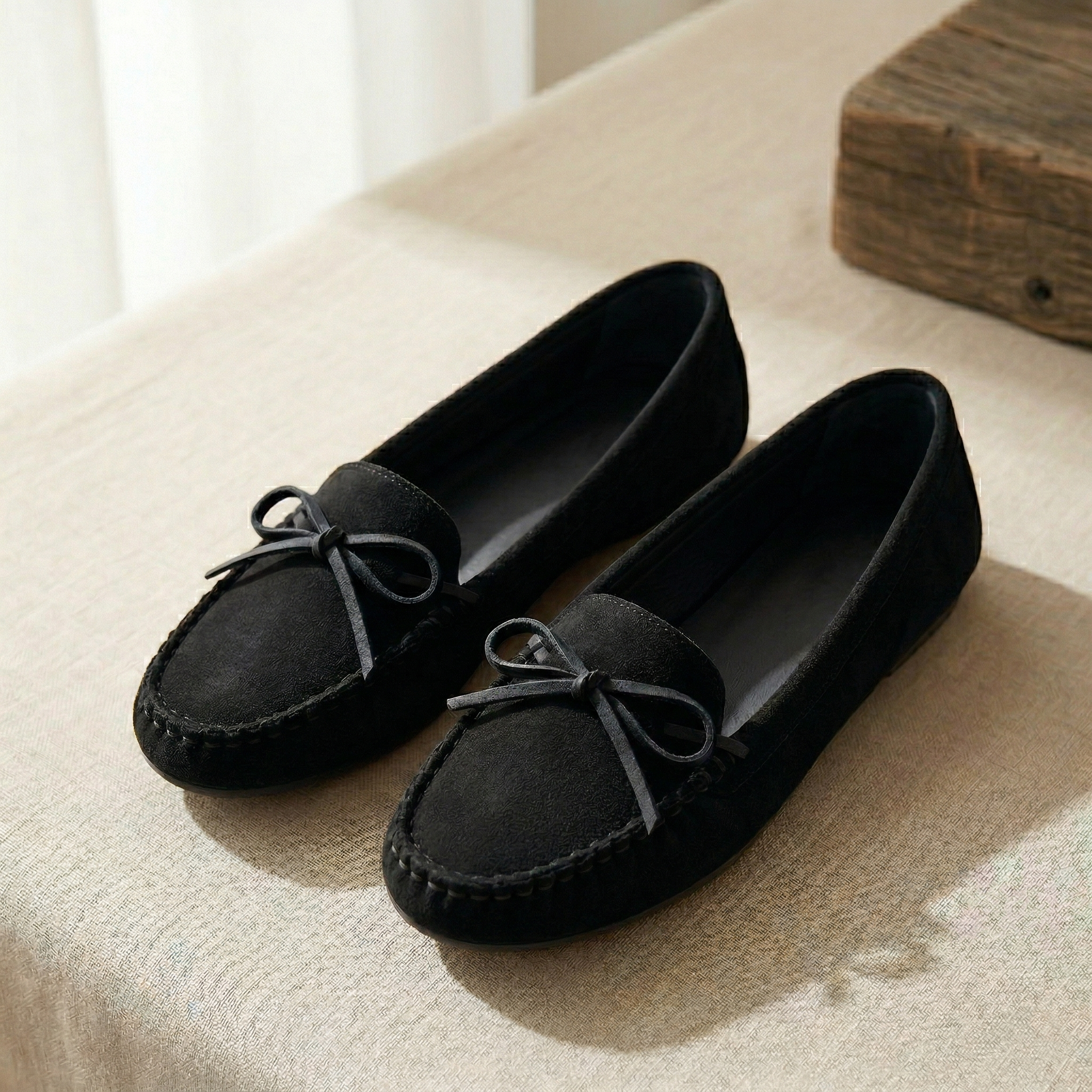 Mira | Elegante, Bequeme Damen Loafer Schwarz mit Runder Zehenpartie 0