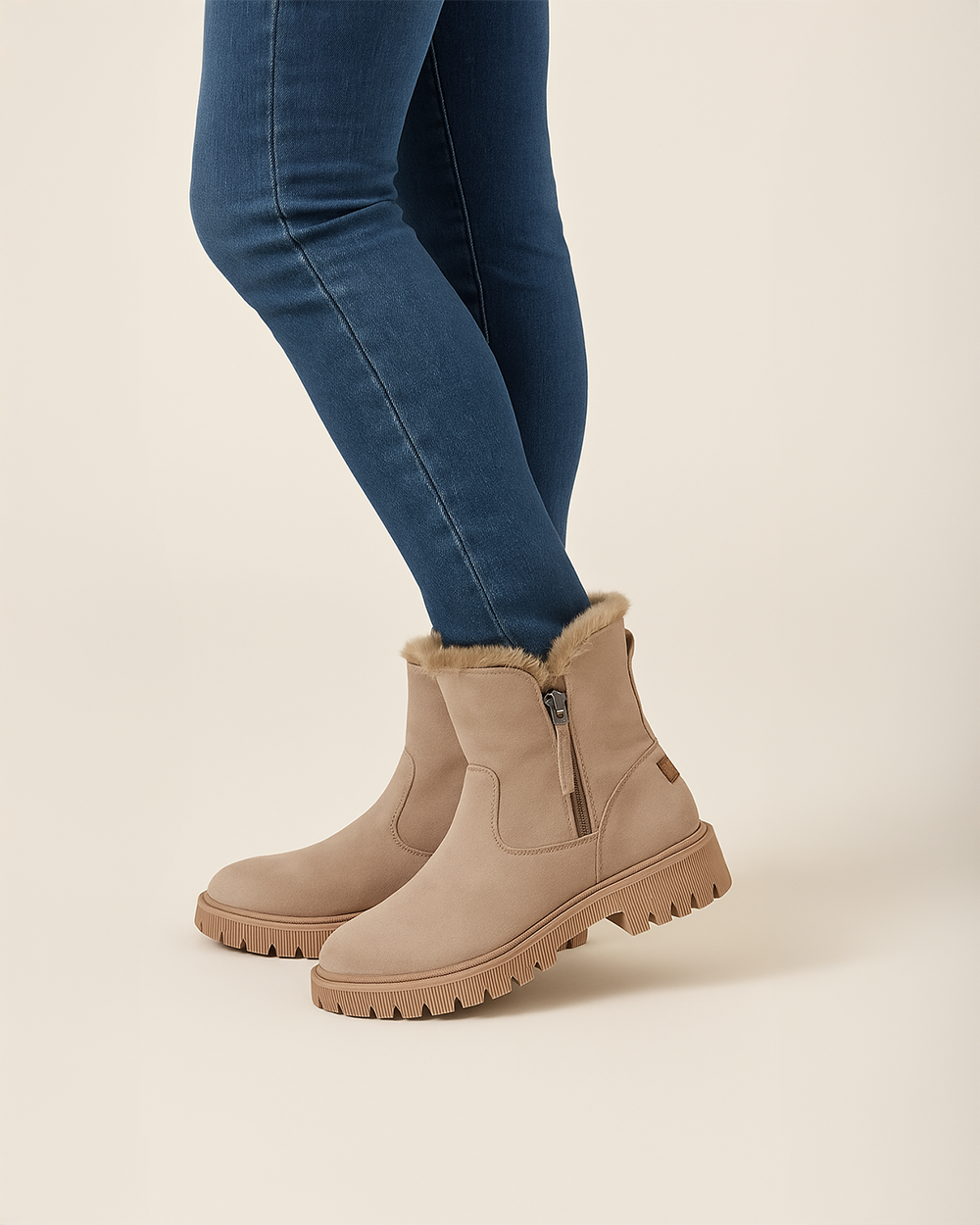 Gefütterte Winterstiefel mit Reißverschluss