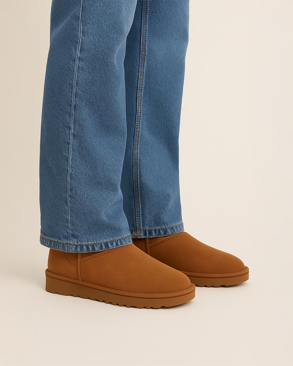 Gefütterte Stiefeletten mit flacher Sohle