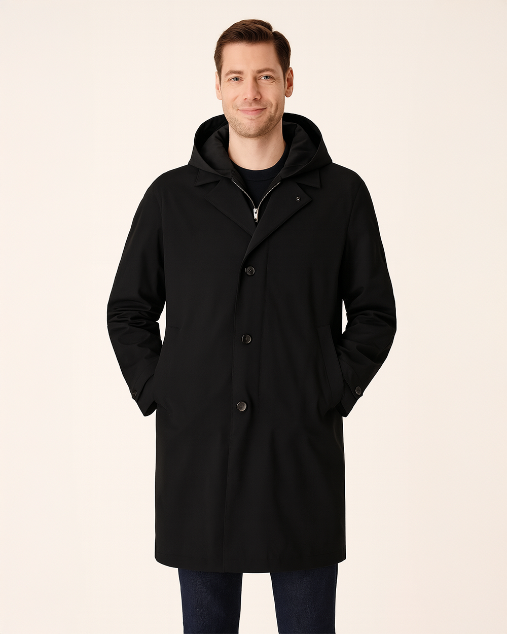 Kapuzen-Trenchcoat wasserabweisend und windabweisend