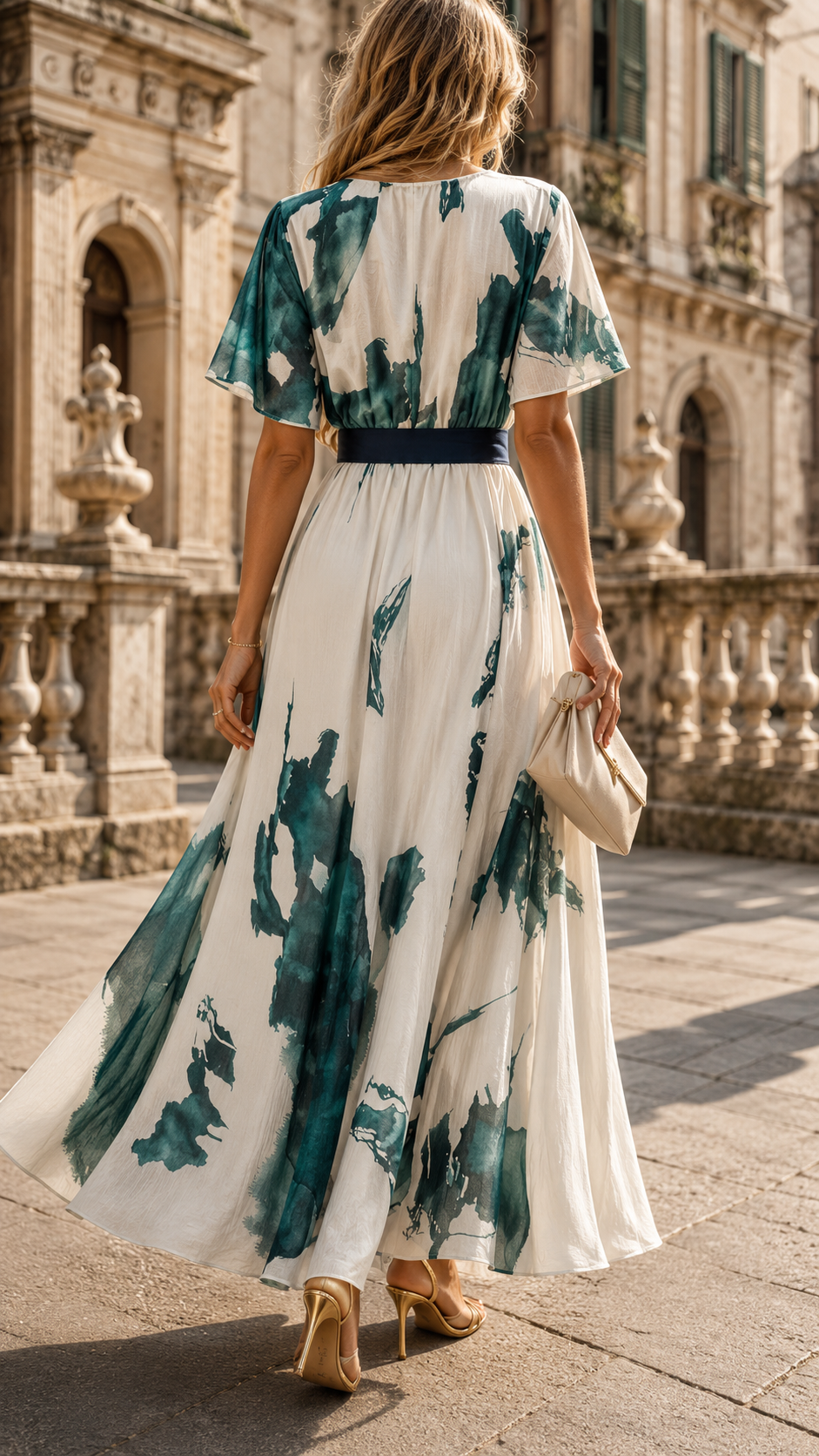 Nivara | Elegantes Maxikleid Sommer – Fließend, Kunstvoll & Festlich 1