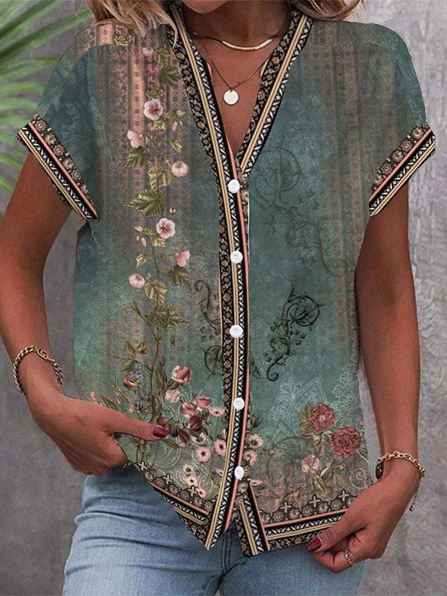 Nora | Bequeme und schicke Boho-Bluse mit Blumenmuster 0