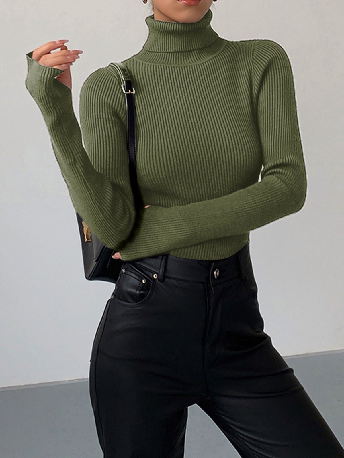 Olivia | Eleganter und schlichter Rippstrick-Rollkragenpullover 9