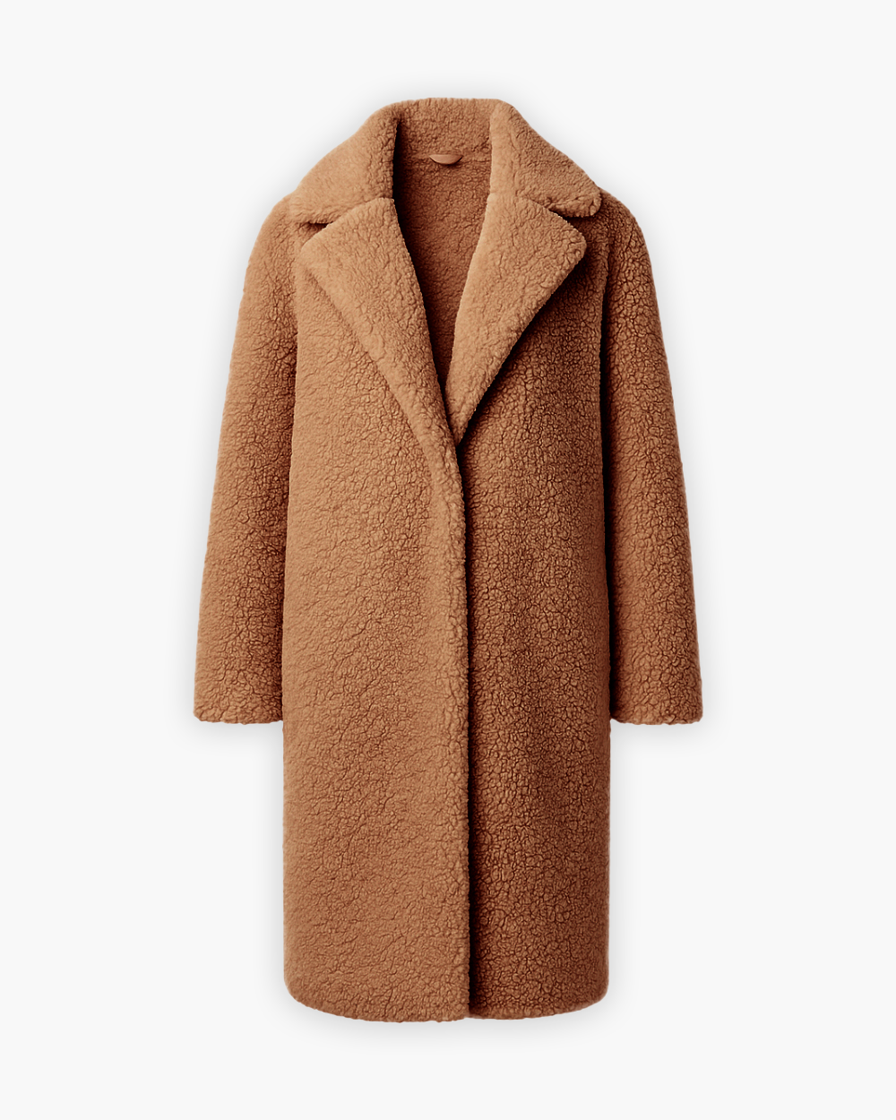 Langer Teddy Mantel mit Reverskragen