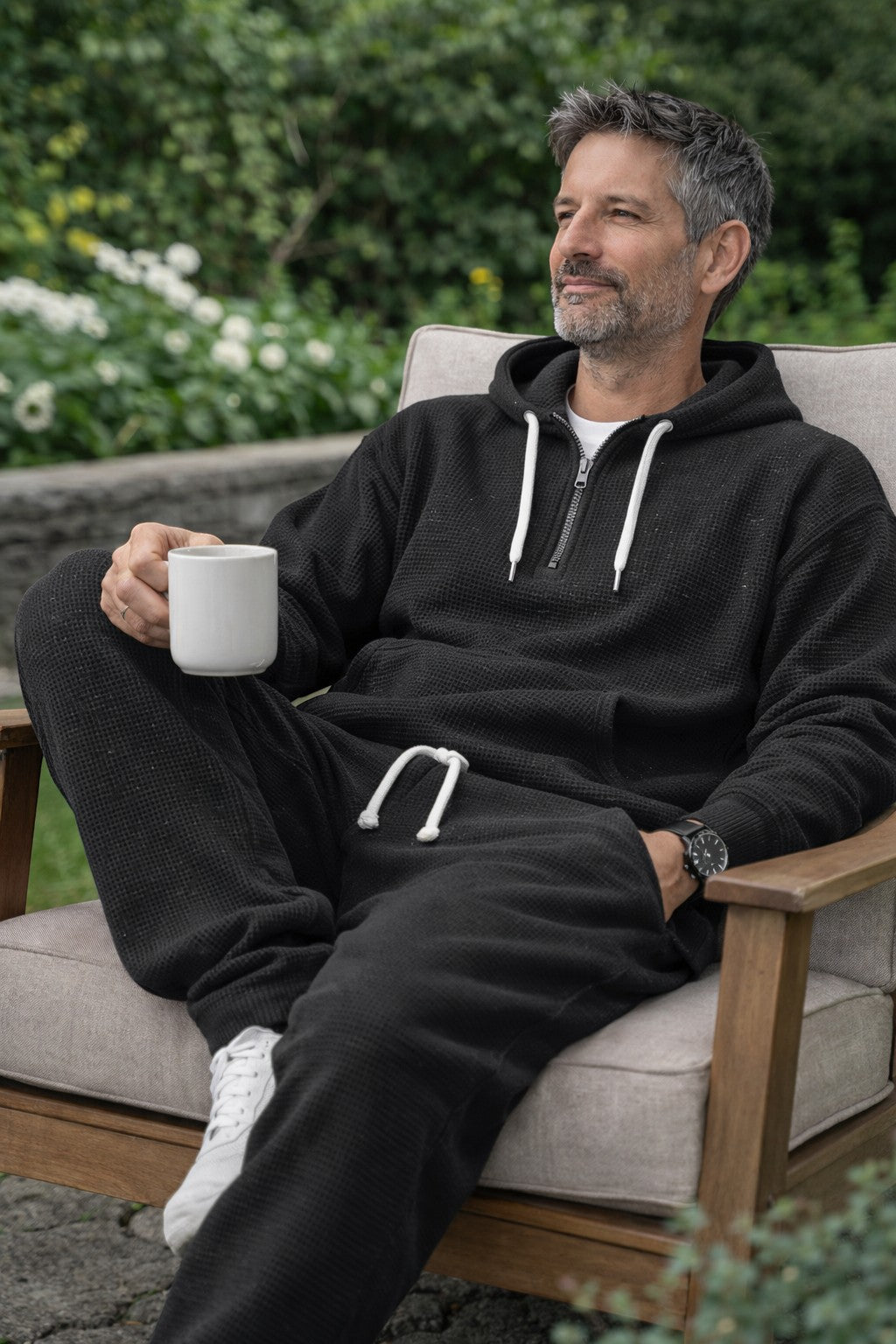 Oskar | Atmungsaktives, Weiches & Modernes Waffelstrick-Hoodie und Jogginghose Set 1
