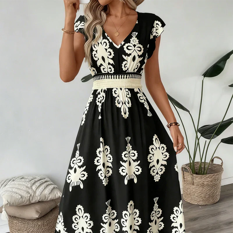 Osyrel | Elegantes, Weiches & Stilvolles Bedrucktes Midikleid 0