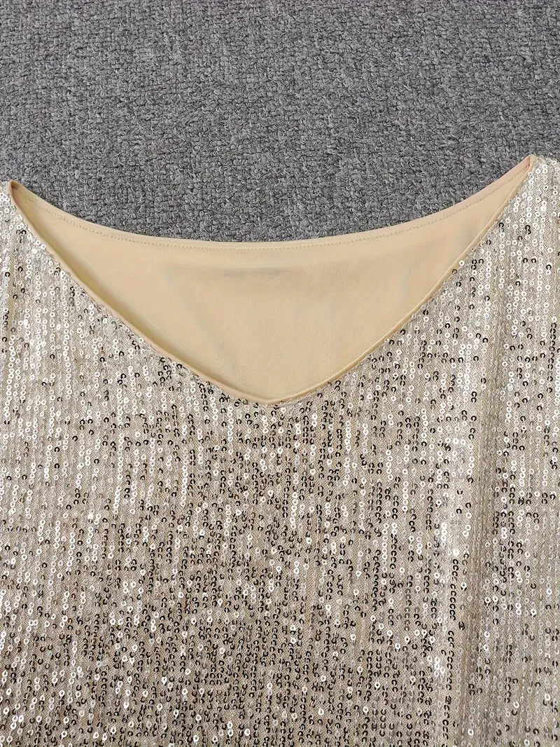 Pavina | Paillettenkleid Slim Fit Kontrast Glamourös Elegant 8