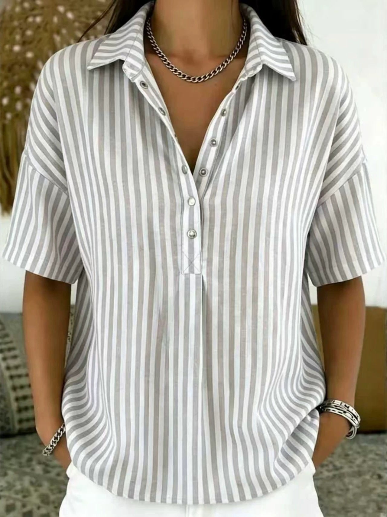 Penelope | Bequeme und schicke gestreifte Bluse mit Kragen 7