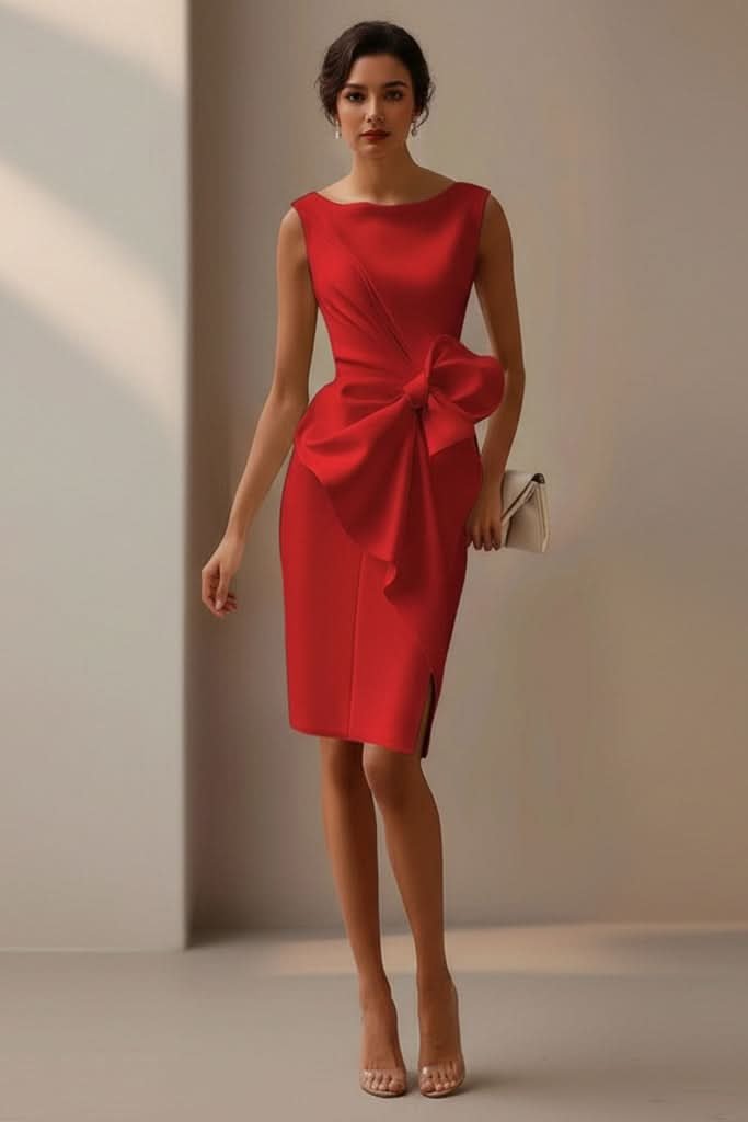 Penelope | Elegantes ärmelloses Cocktailkleid mit Schleifendetail 8