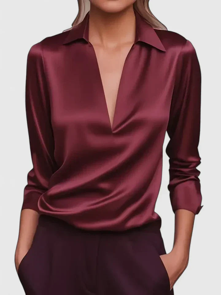Persephone | Elegante, Drapierte & Bequeme Damenbluse mit Kragen 2