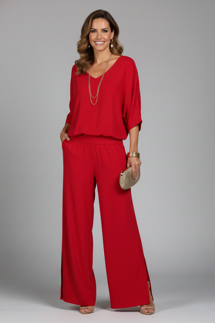 Pia | Elegantes Twin Set Damen – V-Ausschnitt & Weites Bein für Stil und Komfort 10