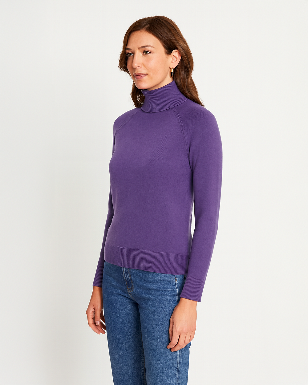 Feinstrick Rollkragenpullover mit Raglanärmeln