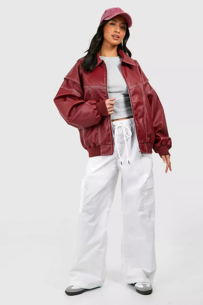 Ravena | Trendige, Lässige & Hochwertige Rote Oversize-Jacke 4
