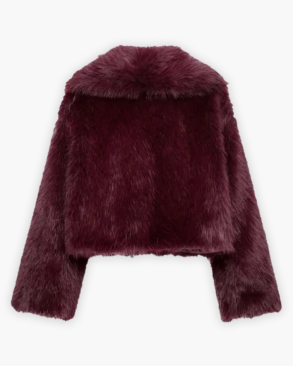 Kurz geschnittene Kunstfelljacke mit Schalkragen