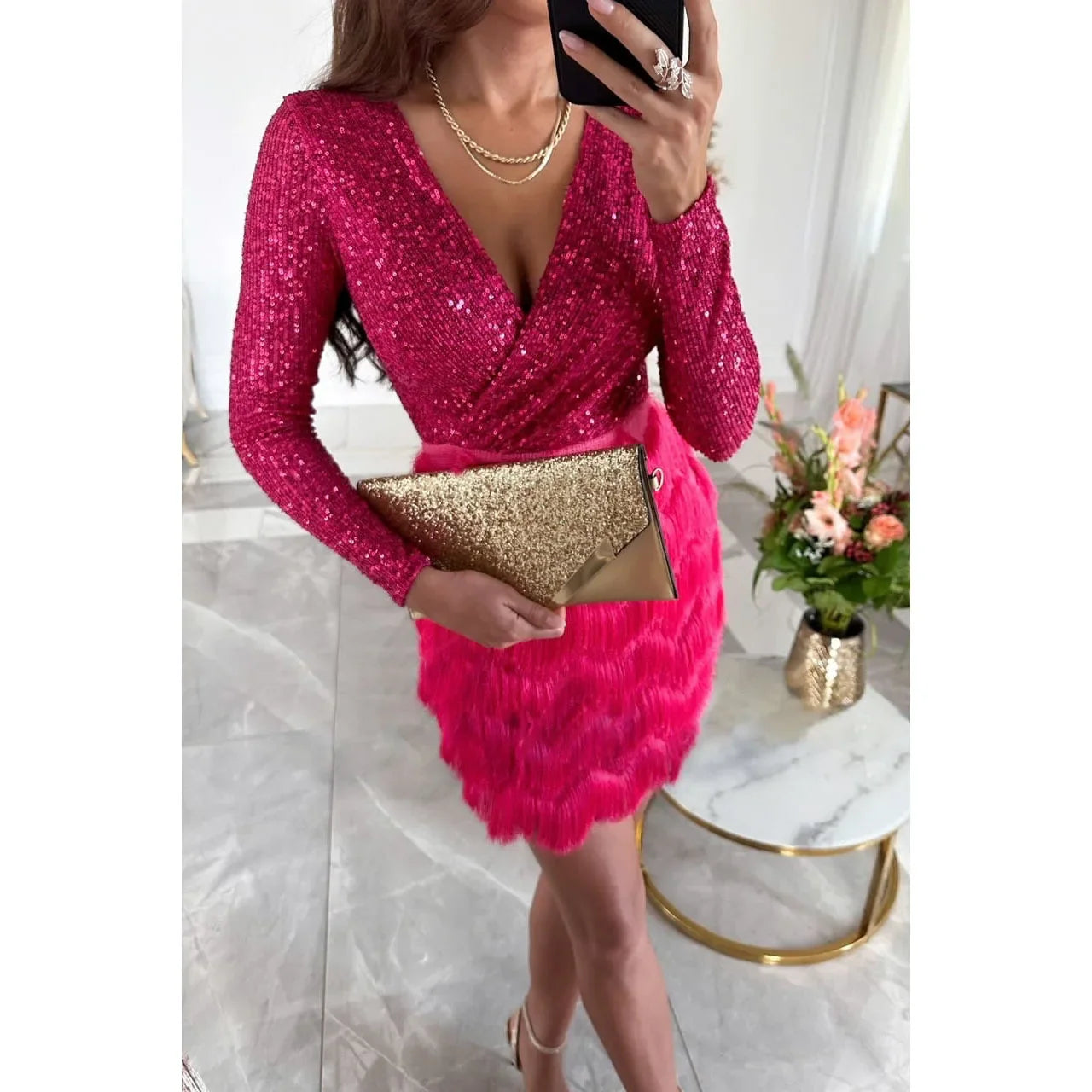 Riva | Pailletten Mini Kleid Elegant Figurbetont Abend Glamour 1