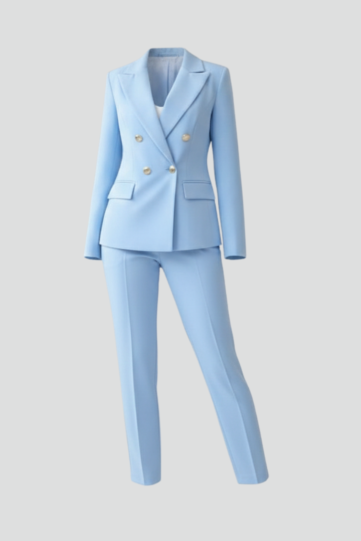 Samantha | Elegantes Damen Anzug Blau – Zweireihiges Blazer-Anzug-Set für Stilbewusste 1