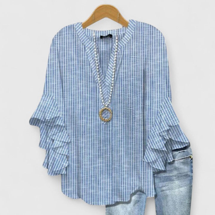 Saryphiah | Elegante, Atmungsaktive Damenbluse mit Rüschenärmeln 2