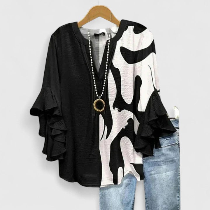 Saryphiah | Elegante, Atmungsaktive Damenbluse mit Rüschenärmeln 4