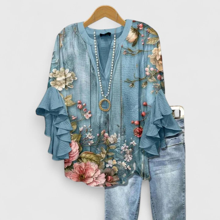 Saryphiah | Elegante, Atmungsaktive Damenbluse mit Rüschenärmeln 5