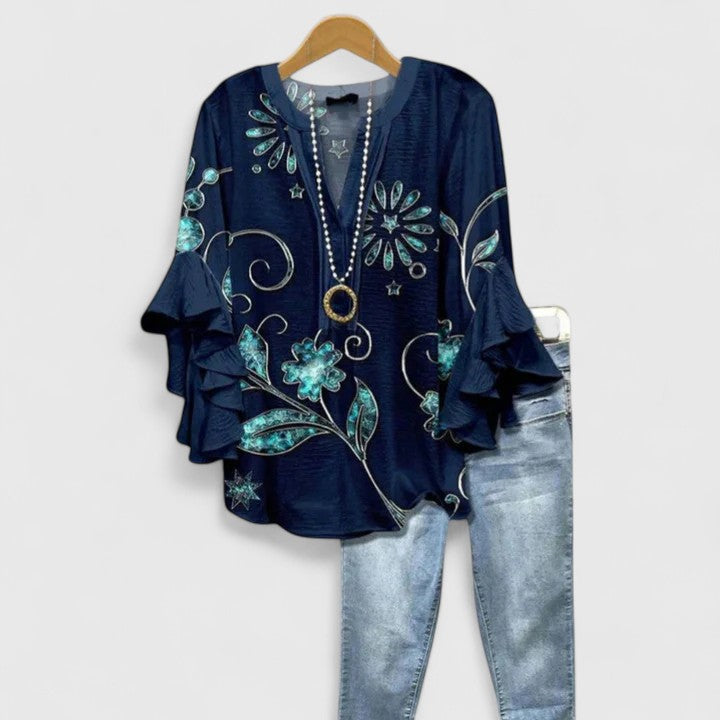 Saryphiah | Elegante, Atmungsaktive Damenbluse mit Rüschenärmeln 8