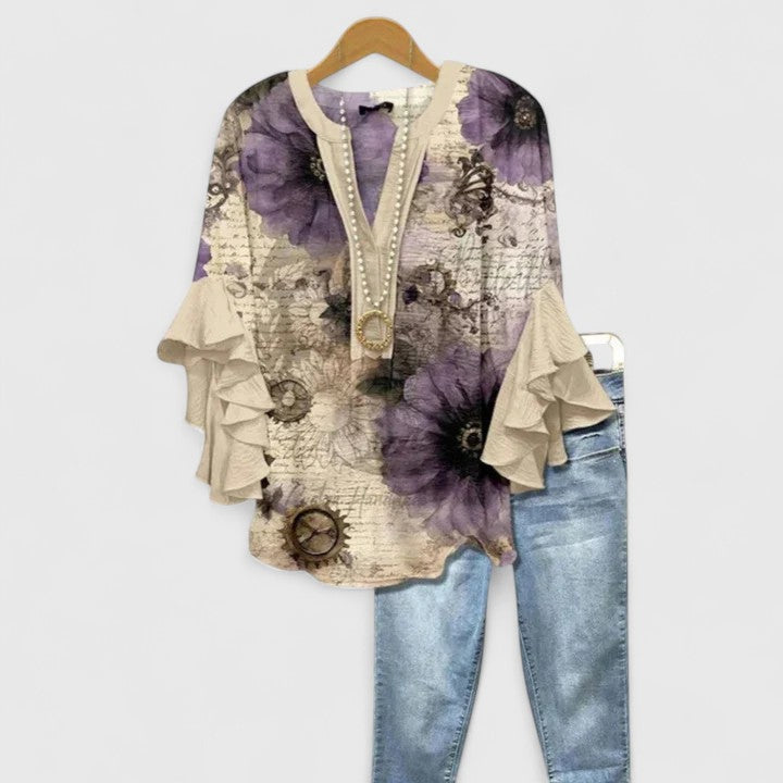 Saryphiah | Elegante, Atmungsaktive Damenbluse mit Rüschenärmeln 9