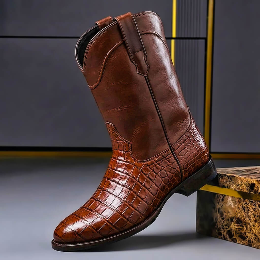 Scarlett | Vintage-Stiefel aus strukturiertem Leder 0